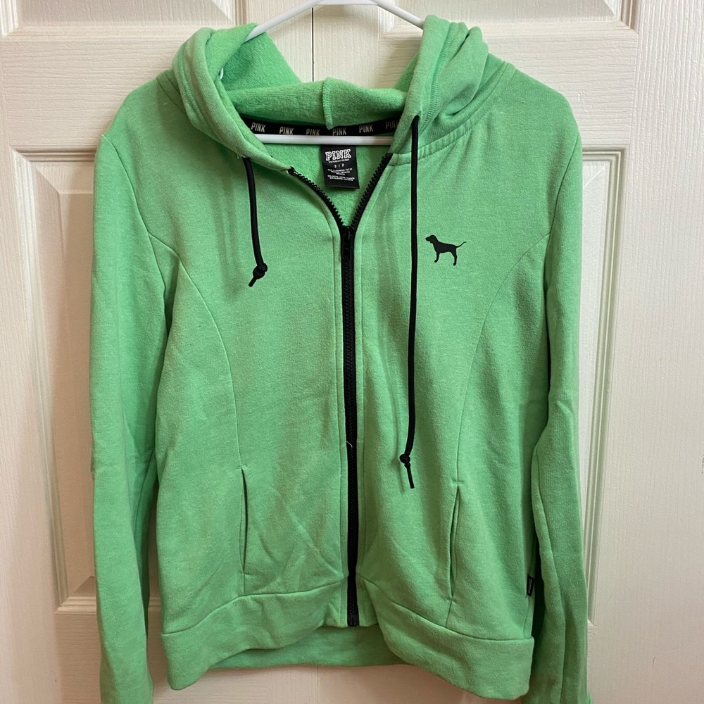VS Pink Lime Green Hoodie with Logo on Back